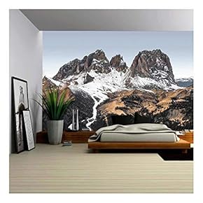Landscape with Snow Covered Mountains - Removable Wall Mural | Self-Adhesive Large Wallpaper - 66x96 inches