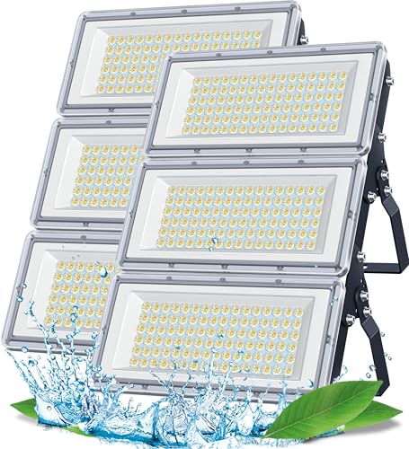 TASINUO 300W 3-in-1 Outdoor LED Floodlight 30000LM 6500K Outdoor Spotlight | 2 Piece IP67 Waterproof Outdoor Light 85-265V LED Lamp for Garden, Terrace, Garage, Factory, Stadium