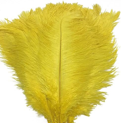 WIBEN Set of 20, 24-26inch Natural Ostrich Feathers Plume for Wedding Centerpieces Party Decoration (Yellow)