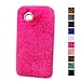 Fast Jewelry iPhone 5/5S Soft Wool Rabbit Fur Skin Case,Hot pink Bling Crystal Bow Fluffy Rex Rabbit Fur Handmade Case Cover for Apple iPhone 5/5S/SE