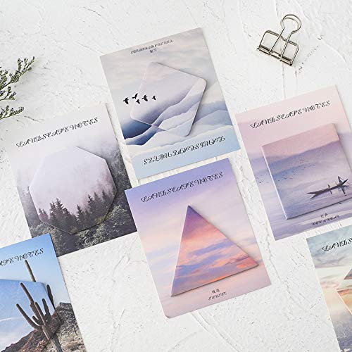 RIANCY Nature Scenery Cute Sticky Notes Memo Note Pad Things to Do List Notepad, Schedule Marker, 30 Sheets per Pad (Nature,Pack of 10)