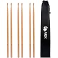 5A Drumsticks, AIEX 3 Pair Drum Sticks Classic Maple Wood Drumsticks Wood Tip Drumstick for Students and Adults (with Waterproof Bag)