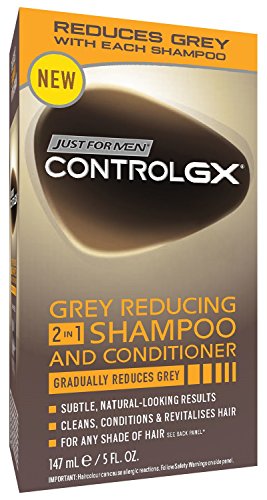 Just For Men Control Gx 2-In-1 5 Ounce Shampoo+Conditioner Grey Reducing (147ml) (2 Pack)