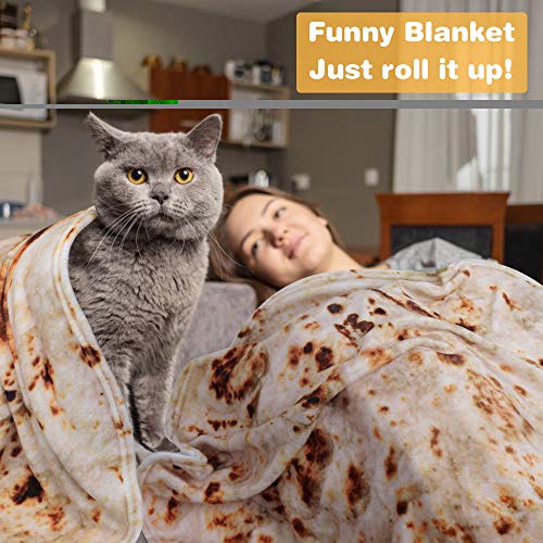 LetsFunny Burrito Tortilla Human Blanket, Burrito Wrap Novelty Blanket Tortilla Towel for Adults/Kids, Giant Round Beach Towel/Throw Blanket/Picnic Blanket (Yellow 7, 80.00)