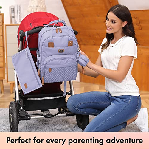 Dikaslon Diaper Bag Backpack with Portable Changing Pad, Pacifier Case