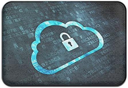 YUYU Cloud Computing Or Network Security Concept Pixelated Cloud With Padlock Icon On Digital Front Door Mat Large Outdoor Indoor Entrance Doormat
