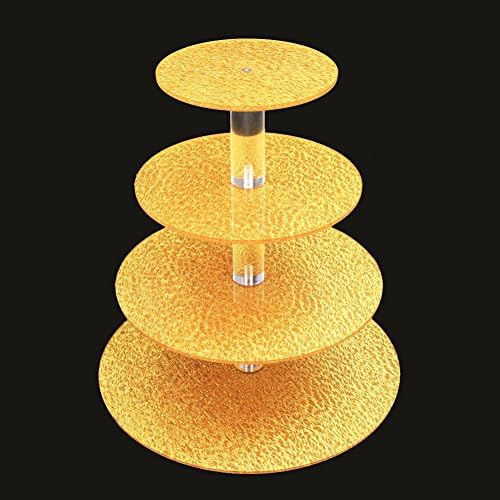 Acrylic Cupcake Display Stand 4 Tier Golden Round Cupcake Tower Tree Serving Dessert Cake Holder for Wedding Party Birthday Holiday