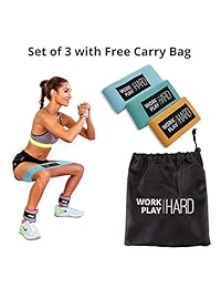 Play Hard Work Hard Premium Quality Heavy Resistance Bands   Supports Workout for Glutes, Butt, Booty, Thigh, Hips & Hamstring Muscles   Available with a Carry & Storage Bag.