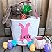 MONOBLANKS Easter Bunny Basket Bags, Rabbit Bucket Tote for Easter Egg Hunts Decorations Candy Gifts Storage (Pink)