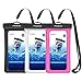 MoKo Floating Waterproof Phone Pouch 3Pack, Floatable Phone Case Dry Bag with Lanyard Armband Compatible with iPhone 14 13 12 11 Pro Max X/Xr/Xs Max/SE 3, Samsung S21/S10/S9, Black+White+Magenta