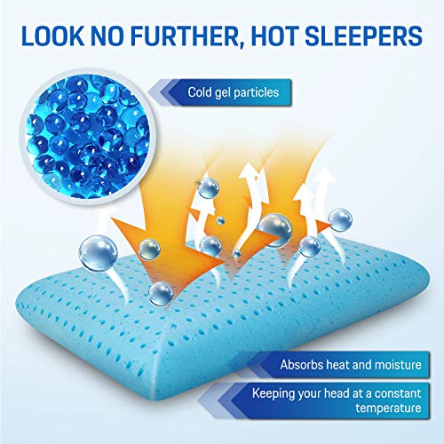 SENOSUR Memory Foam Pillow for Bed Sleeping Cervical Orthopedic Contour Neck Pain Gel Cooling