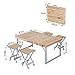 Outsunny Height Adjustable Folding Outdoor Picnic Table w/ 4 Seats - Natural Wood and Silver