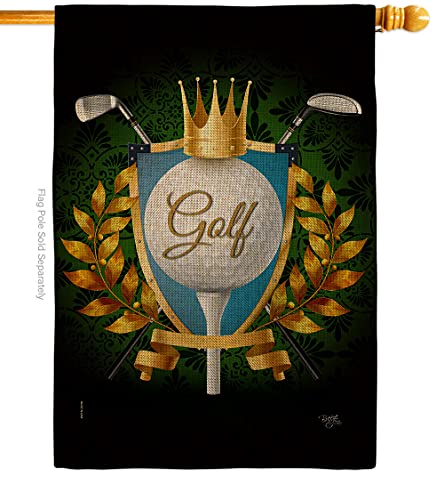 Breeze Decor King of Golf Burlap House Flag Sports 18 Hole Ball Championship Cl…