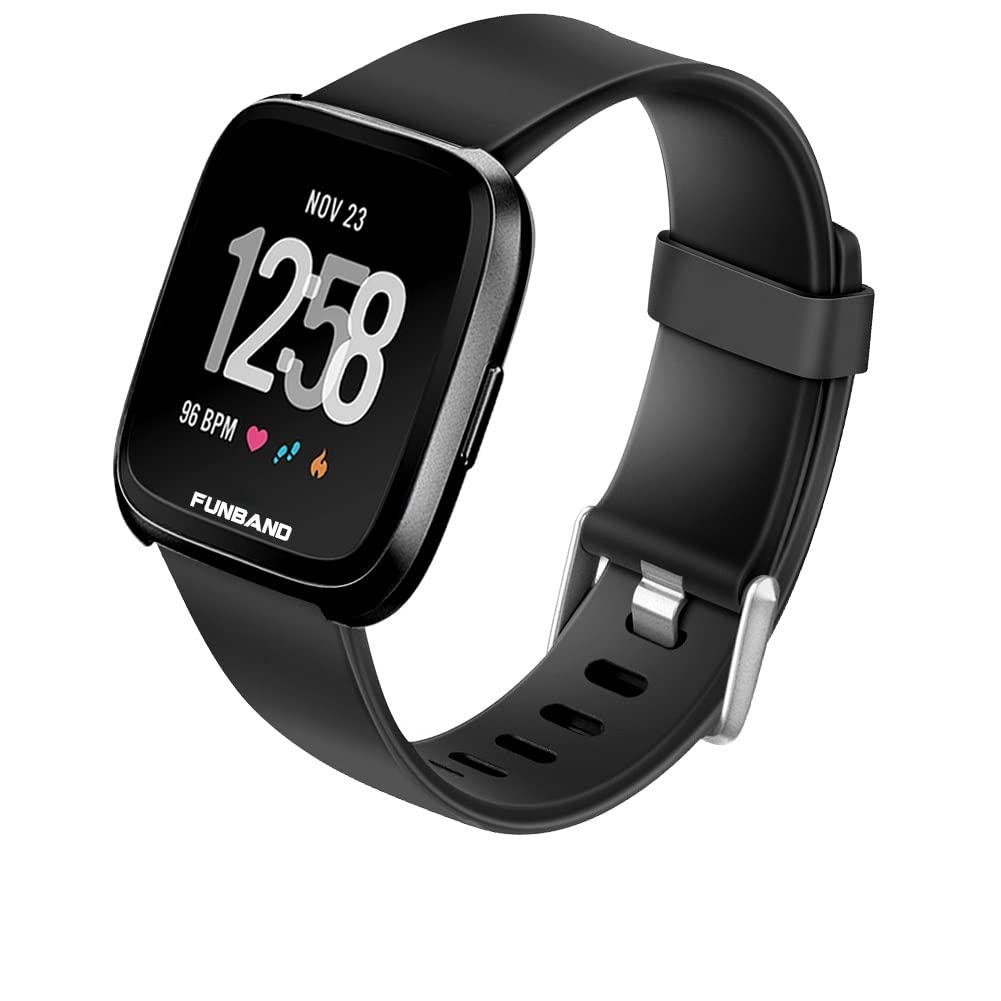 FunBand Strap Compatible with Fitbit Versa 2/Versa Lite Strap Bands,Classic Soft Silicone Sport Adjustable Replacement Accessory Bracelet Straps Compatible with Fitbit Versa 2/Versa Lite