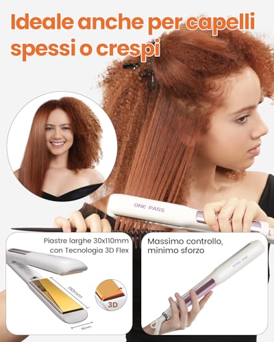 Faszin Professional Titanium Hair Straightener 30 mm 2 in 1 | Fast heating 20s, ionic anti-frizz technology, NTC sensor, dual voltage, ideal for thick hair or on the go