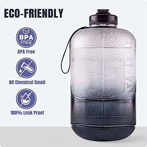 TOBA 1 Gallon Water Bottle with Time Marker 128 oz BPA Free Large
