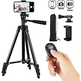 Hitch Phone Tripod,Gopro Tripod 42 Inch 106cm Aluminum Lightweight Smartphone Tripod for Iphone/Samsung/Huawei Cellphone, Camera and Gopro with Bluetooth Remote Control, Carrying Bag and Gopro Mount