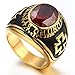 HIJONES Men's Jewelry Stainless Steel Red Stone Cross Ring Size 11