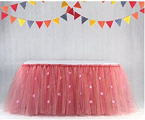 Hoxekle Tutu Tulle Table Skirt for Princess Party Table Wedding Decor Tableware Lace Tablecloth for Parties Baby Shower