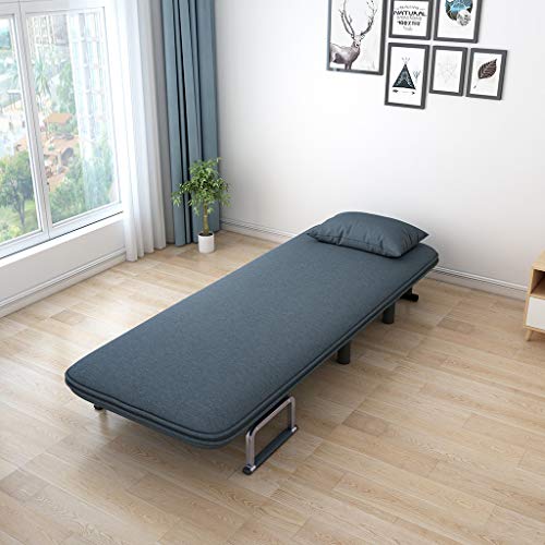 Gocheaper Convertible Sofa Bed Folding Arm Chair Sleeper, Recliner Full Padded Lounger Couch Bed, Mental Frame with Detachable Armrest Cover Home Office Furniture with Pillow (Blue) - Thumbnail 6
