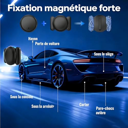 Traceur GPS Voiture Compatible avec iOS et Android,2026 Smart Traceur Tag Tracker GPS Localisateurs D'Objets Bluetooth Couverture Mondiale en Temps Réel,Localisateurs Tags pour Voiture Animaux