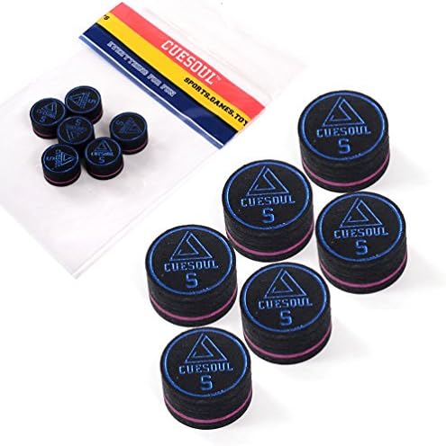 CUESOUL 6 Pieces 9 Layer 14mm Pigskin Cue Tips for Pool Cue Stick