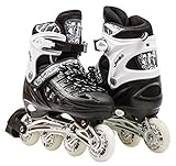 Scale Sports Kids Adjustable Inline Roller Blade Skates Black Large Sizes Safe Durable Outdoor Featuring Illuminating Front Wheels 905