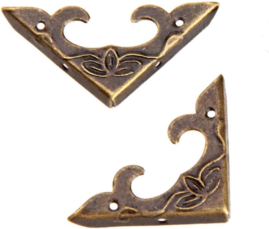 20 PCS Bronze Corner Protectors Vintage Safety Guards Decorative Metal Covers Right Angle Bracket for Jewelry Case Wooden Box Crafting Chest Table Furniture Edge (Side Length:1-1/4")