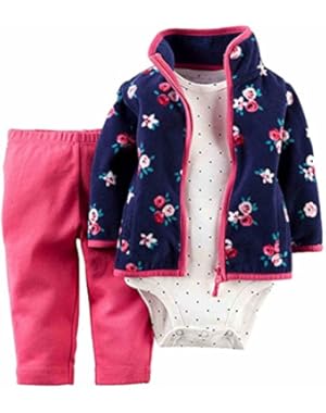 Carters Infant Girls 3 Piece Set Blue Floral Jacket Leggings Bodysuit Outfit