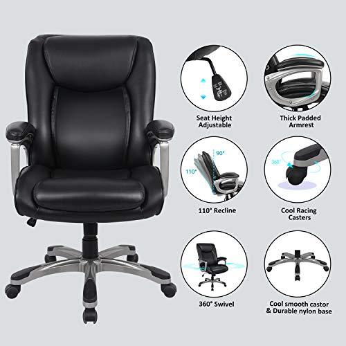 RIMIKING Office Chair Ergonomic Desk Chair PU Leather Computer Chair