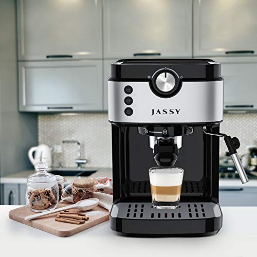 JASSY Espresso Coffee Machine, 19 Bar Pump Espresso Maker With Milk Frother Steam Wand, for Cappuccino, Latte, Mocha, Macchiato, Thanksing Christama Present, Black(JS101)