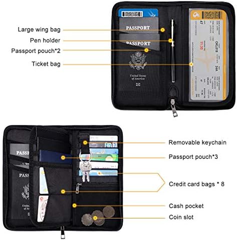 Passport Holder RFID Travel Wallet Waterproof & Fireproof Tickets Itinerary Document Organizer with Zipper/Strap for Woman & Man & Family Fit 5 Passports 3 Passport Holder RFID Travel Wallet Waterproof & Fireproof Tickets Itinerary Document Organizer with Zipper/Strap for Woman & Man & Family Fit 5 Passports