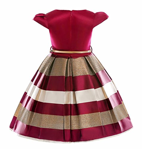 AYOMIS Litter Big Girl Dress Princess Gowns Party Wedding Dresses(Burgundy - O Neck,9-10Y)