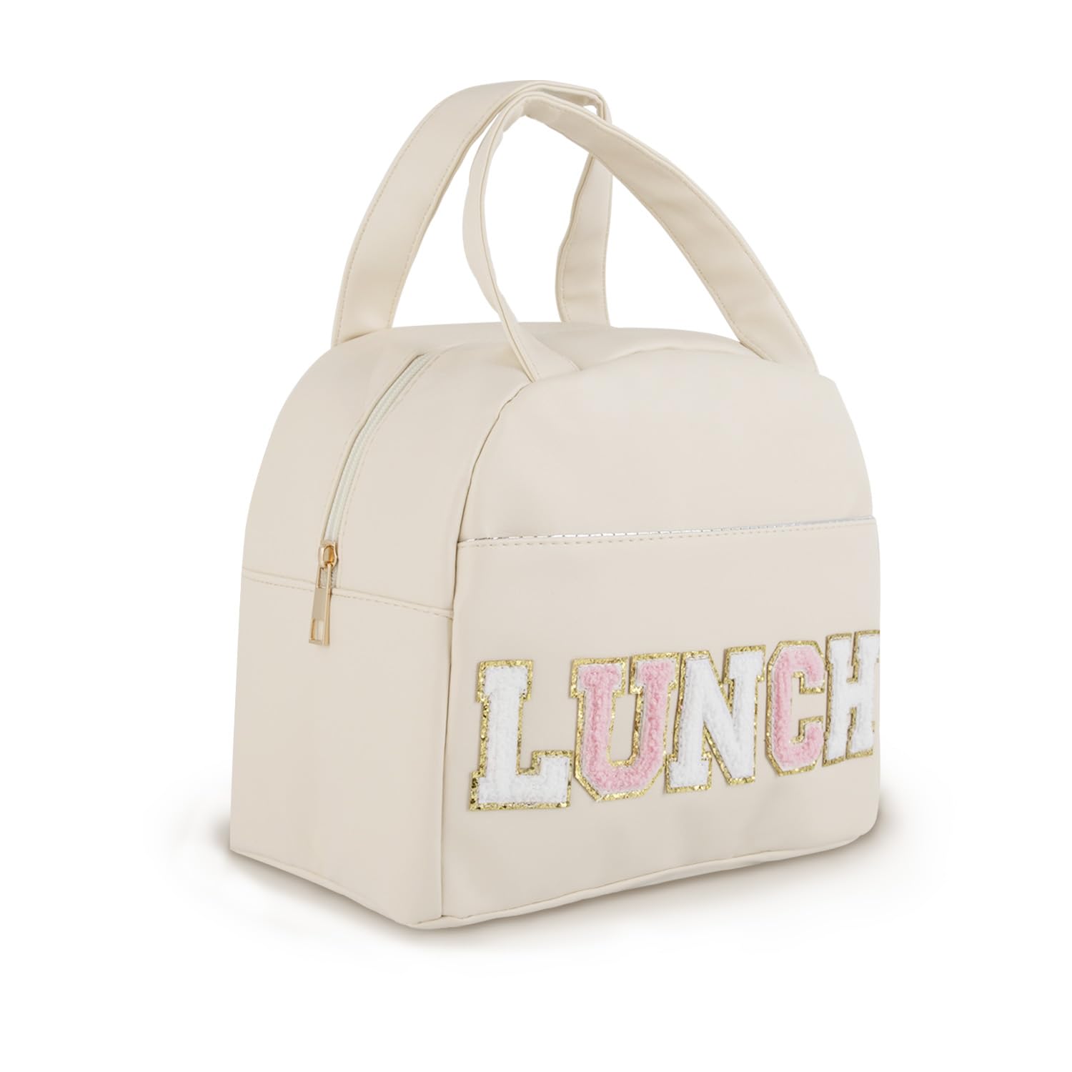 Onperpoe Insulated Kids Lunch Bag, Portable Girls Lunch Bags for School with Letter Embroidery, Waterproof Reusable Cute Lunch Bag for Women Men Work, Travel, Picnic, BBQ