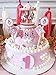 Carousel Happy Birthday Cake Bunting Topper Cake Topper Garland, Birthday Party Cake Decorations Plastic Merry-Go-Round Horse Christmas Birthday Gift Carousel Music Box, (Pink)