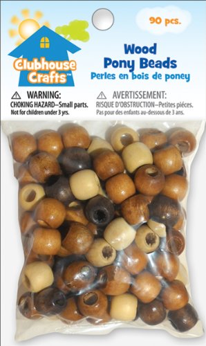 Clubhouse Crafts Wood Pony Beads 90/pkg-