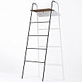 Blanket Ladder 5 Layer Wall-Leaning Blanket Rack with Shelf Decorative Blanket Ladder Shelf Metal Leaning Towel Ladder Rack for Blankets or Quilts for Living Room Bathroom Rustic Black