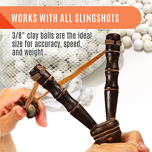Slingshot Ammo, 1,100pc 3/8 Clay Ceramic Ball, Brown, Includes Carrying