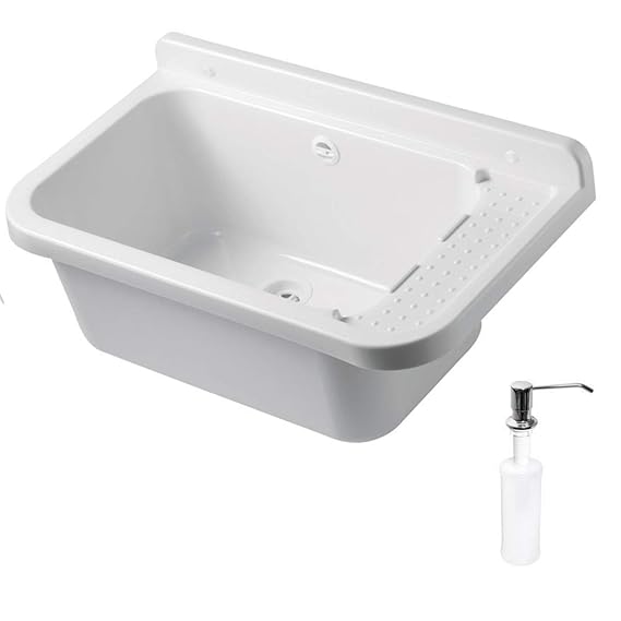 Waschbecken Ausgussbecken mit Seifenspender 59 cm x 34 cm x 21 cm