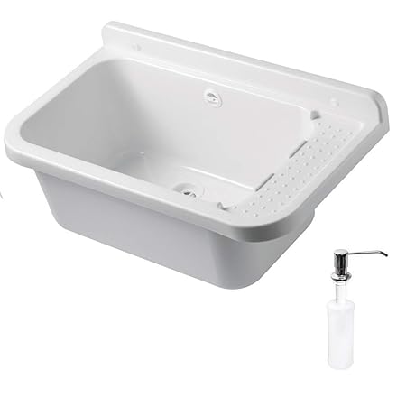 Waschbecken Ausgussbecken mit Seifenspender 59 cm x 34 cm x 21 cm