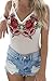 Rokiney Women Sexy Spaghetti Strap Floral Embroidery Sheer Mesh Bodysuits Tops