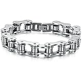 SunnyHouse New Men's Titanium Stainless Steel Bracelet Harley Bike Chain Design Pain Relief Sporting