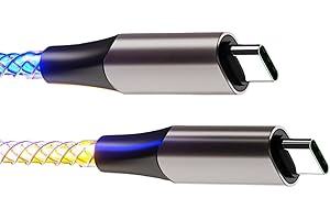 Lonfgrc 60W Glowing USB C to Type C Charging Cable with Gradients LED Lights Aluminum Shell Fast Charging for Type C Devices