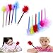 Dazzling Toys Cute Feather Pen – Pack Of 12 Fancy Multicolor Quill Pens, Black Ballpoint Pens With Feathers Top, Calligraphy Accessories, Stationary, School & Office Decor, Aesthetic Gift For Wedding