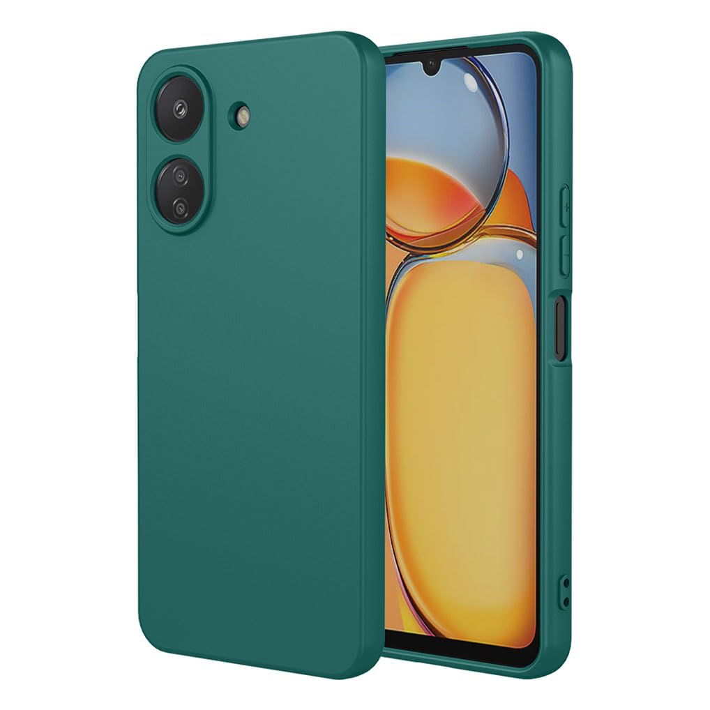 SEAHAI Case for Xiaomi Redmi 13C / POCO C65, Ultra Thin Silky-Soft Touch Liquid Silicone Phone Cover with Shockproof Airbag Design, Premium TPU Bumper Fashion Case - Dark Green