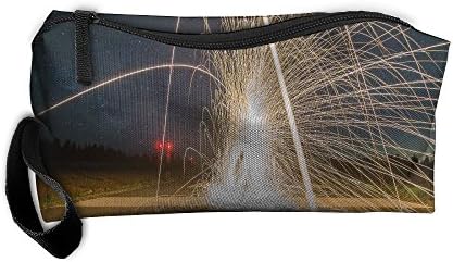 Haddfyeertty Firework Fountain Night Light Fire Sparks Fashion Toiletry Bag Travel Receiving Bag Wallets Purse Zipper Kit Multi-function Bag
