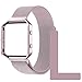 Fitbit Blaze Accessory Band,Large(6.3-9.1 in),Oitom Frame Housing+Milanese loop stainless steel Bracelet Strap for Fitbit Blaze Smart Fitness Watch (Sakura Pink Frame+Loop)