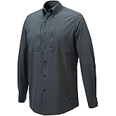 Beretta Plain Lightweight Shirt | Breathable Long Sleeve Shirt for Men | Button Down Shirt for Hunting | Ebony, M