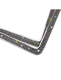Indeedbuy   Marco para matrícula de coche con cristales brillantes, borde fino, lujoso hecho a mano, resistente al agua, con brillantes, de acero inoxidable premium, placa de matrícula delantera trasera