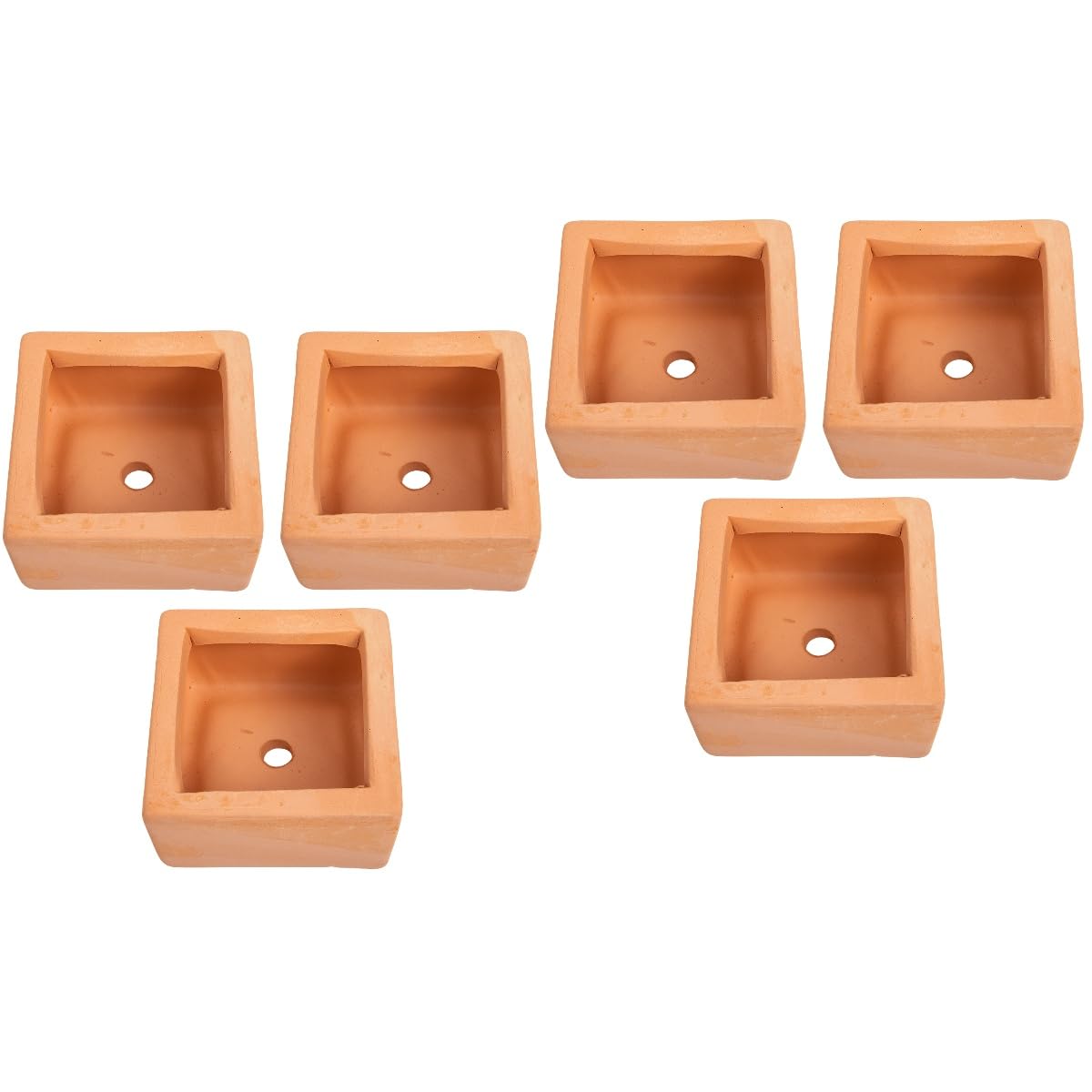 Yardwe 6 Pcs Square Terracotta Flower Pot Ceramic Flower Pot Pots for Outdoor Plants Square Planter Terracotta Pots for Plants Small Flower Pot Bonsai Pot Decorative Flowerpot Flowerpots